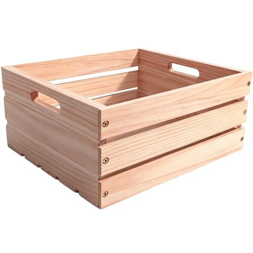 Wooden Crates for Storage - Versatile Pine Box for Home Decor, and Organizing Closets,Vinyl Records, Gifts,Souvenirs, or Farm Produce.Sturdy, Smooth & Elegant,Diy-Friendly with Rustic Charm (1) - Image 1
