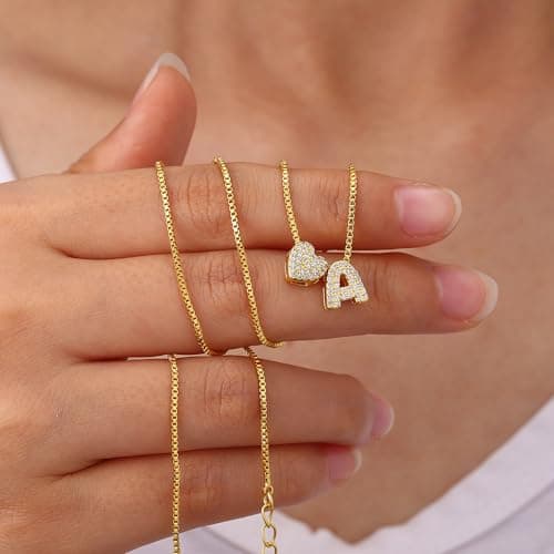Turandoss Heart Initial Necklace for Women - Dainty 18K-Gold-Plated Letter E Heart Personalized Initial Necklace - Gold Jewelry Birthday Gifts for Women - Thumbnail 6