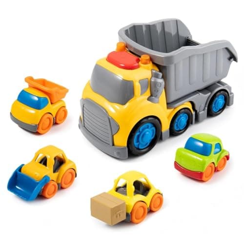 P&C 7.6" Toddler Construction Dump Truck Toys for Ages 2-4, Beach Sand Outdoor Toys Dump Truck Set with Sounds and Lights for Kids 18M+, 2, 3, 4, Ideal Birthday Christmas Gifts for Boys Girls - Image 1