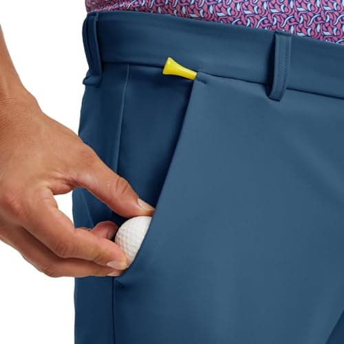 M MAELREG Men's Performance Golf Pants - Quick Dry Stretch Nylon Slacks 30/32/34 Inch Travel Work Dress Pants Blue Indigo - Thumbnail 4