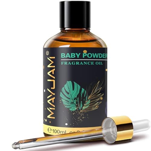 MAYJAM 100ML/3.38FL.OZ Baby Powder Fragrance Oils with Glass Dropper, Essential Oils for Diffusers, Long Lasting Scented Oils for Soap Candle Making - Image 1