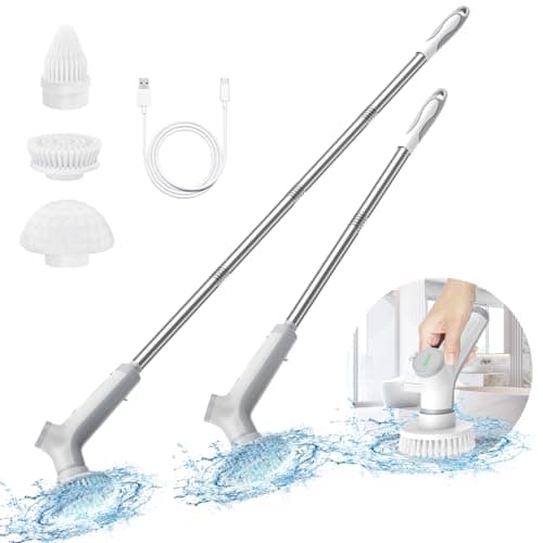 VEWIOR Electric Spin Scrubber, Cordless Cleaning Brush with 3 Adjustable Angle 2 Speeds 3 Replaceable Brush Heads, Electric Cleaning Brush for Floor Bathroom Tub Tile Kitchen Window - Image 1