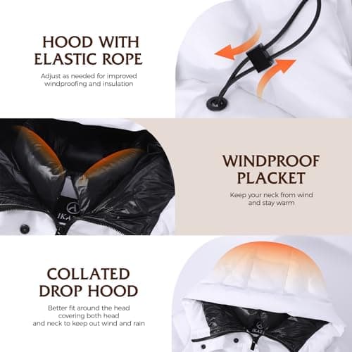 IKAZZ Long Winter Jacket for Women, Thick Down Alternative Insulation, Lightweight Yet Warm for Everyday Wear, Multi-Pocket Functionality for Storage, White L - Thumbnail 3