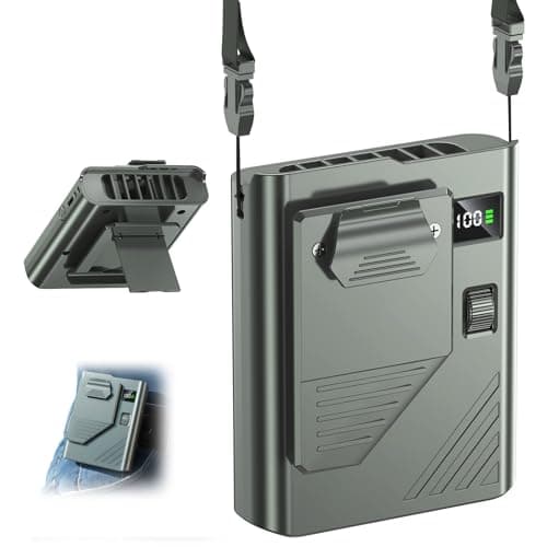 Eastfox 5 in 1 Portable Waist Fan 1-100 Speed Neck fan AI Rechargeable 16H Runtime Clip on Fan 13500RPM Wearable Fan Shirt fan with LED Display for Farm,Travel,Camping,Commute,Hiking,Office(Green) - Image 1