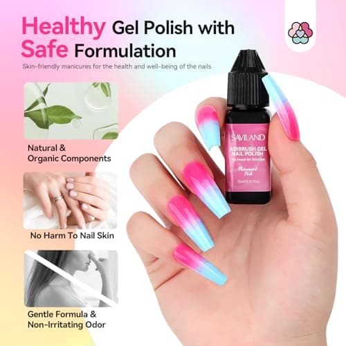 SAVILAND Airbrush Gel Nail Polish Hema-Free: Dilution-Free Fluorescent Airbrush Shine All Night Long,12 Colors Non-Acetone Glows in The Dark for Nails French Manicure DIY Salon & Party & Bar Social - Thumbnail 6