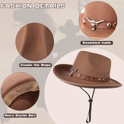 PARTTELY Western Cowgirl Outfits for Women, 70s Hippie Costume Cowgirl Tassels Fringe Vest, Cowboy Hat for Women, Bandana - Thumbnail 4