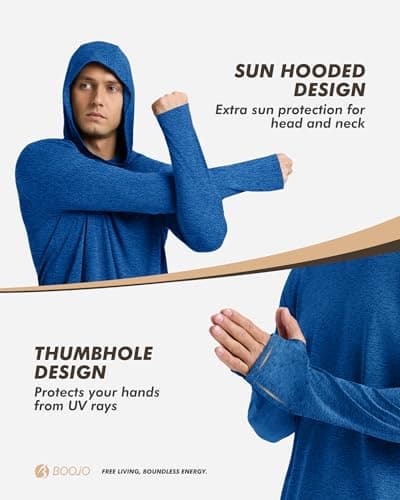 BOOJO 4 Pack Sun Hoodie for Men - UV UPF 50+ Fishing Shirts Long Sleeve Lightweight Tops for Athletic Running Gym Workout - Thumbnail 4