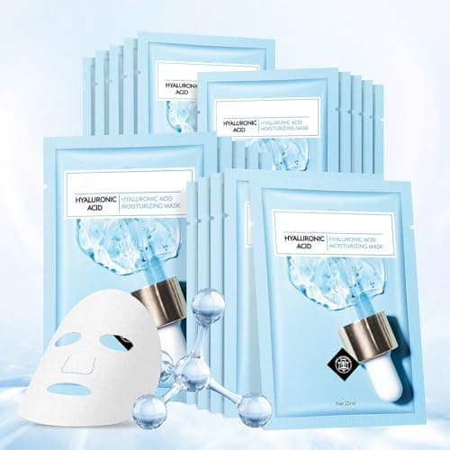 Face Mask Skin Care Hydrating Anti Aging Facial Mask Hyaluronic Acid Sheet Pack Deep Moisturizing Hydration Facemask Sheets for Women SkinCare Beauty Smoothing Rejuvenating Growing Gifts10 Sheets - Image 1