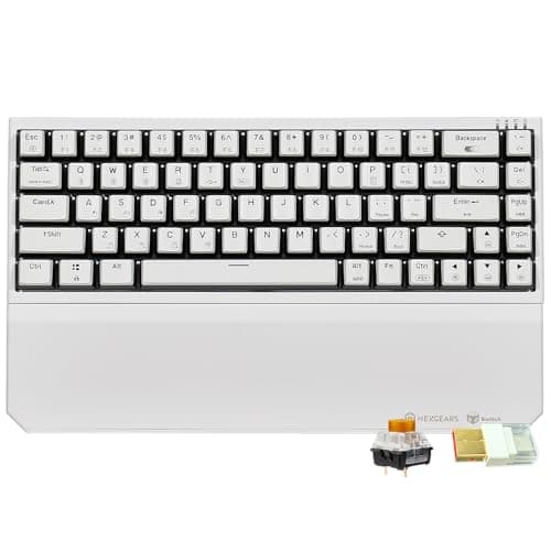 Hexgears X1 Pro Wireless Mechanica Keyboard, Tri-Mode Bluetooth/2.4G/USB-C, Hot-Swappable Tactile Switch Gaming Keyboard, Mini Compact White Backlit Keyboards with Wrist Rest - White - Image 1