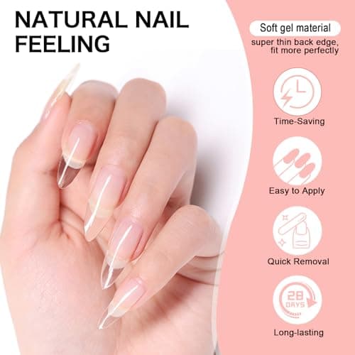 COLOURSMILE Medium Stiletto Full Cover Nail Tips - 216pcs Pre-Shaped Gelly Press on Nails, 12 Sizes for Acrylic French Extension, DIY & Salon - Thumbnail 4