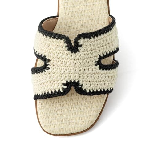 Rihero Women's Dressy Flat Sandals Comfortable Slip On Leather Slide Sandals - Thumbnail 4