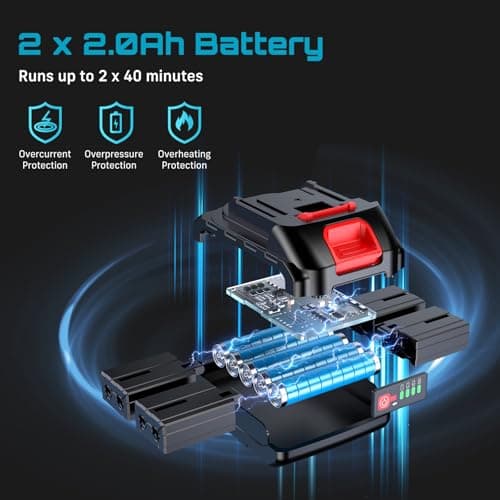 1/2" Cordless Electric Ratchet Wrench, 66Ft-lbs Battery Ratchet Wrench 21V Max, Brushless Motor, Variable Speed Trigger, 2x 2.0Ah Batteries & Charger, 8 Sockets, 1/4" & 3/8" Adapter, 3" Extension Bar - Thumbnail 4