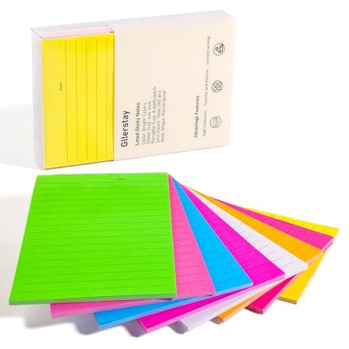8 Pack Large Sticky Note 4x6 in Lined Sticky Notes, Strong Adhesive Sticky Notes, 240 Sheets Bright Colors, Eucalyptus & Mint Scented Post It Notes, Memo Pads for Teachers & Office - Image 1