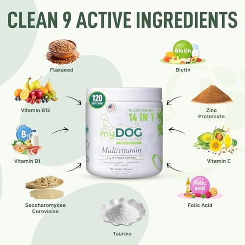 My Dog Sanctuary 14 in 1- Multivitamin for Dogs 120 Chews - Daily Support for Active & Aging Dogs Supplies/Vitamin A, D3, E, C, and B-Complex for Joint, Skin, Coat, Immune - Dog Multivitamin, Bacon - Thumbnail 3