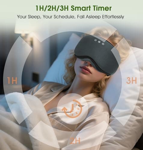 LC-dolida Bamboo Cotton Bluetooth Sleep Mask, 2 in 1 3D Soft Sleep Mask with Sleep Headphones, Sleep Eye Mask with Timming Setting, Blackout Sleeping Mask for Side Sleepers, Women Men, Grey - Thumbnail 5