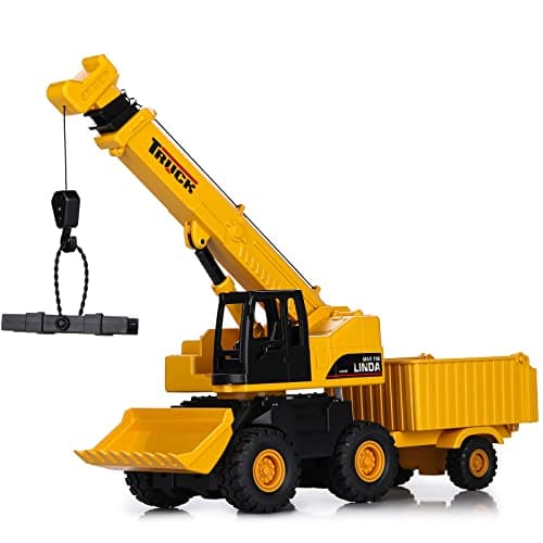 SASBSC Toy Trucks Big Crane Truck Toys for 3+ Year Old Boys with Sound and Light Friction Power Trucks Birthday Gifts for Kids Ages 3-8 - Image 1