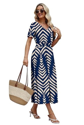 OFEEFAN Plus Size Maternity Clothes Summer Maxi Dresses for Women Midi Sundresses Long Casual Dress Spring Clothes Beach Vacation Outfits 2026 Trendy Resort Wear A Line Flowy Western Boho 03 2XL - Thumbnail 4