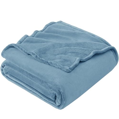 Hansleep Fleece King Size Blanket for Bed Washed Blue, Super Soft Flannel Fuzzy King Size Plush Cozy Blanket for All Seasons, Washed Blue, King 90x108 Inches - Image 1
