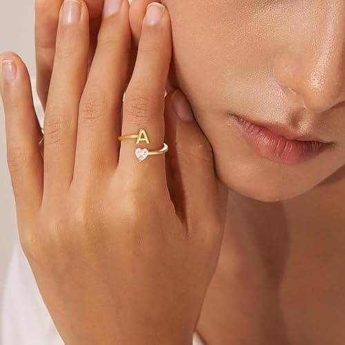 Fezodo Gold Rings for Women Non Tarnish - 18K Gold Plated Adjustable Ring Initial Y Ring for Women Dainty Thumb Rings Set Gold Jewelry Gifts - Thumbnail 2