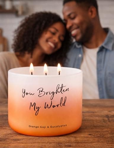Orange Goji Eucalyptus 3-Wick Scented Soy Candle | 15.8 oz Large Aromatherapy Stress Relief Candle for Home | You Brighten My World Gift | Long Lasting Clean Burning - Thumbnail 3