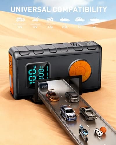 Jump Starter with Air Compressor, Battery Jumper Starter Car Battery Jump Starter 8.0 Gas/7.0L Diesel, Portable Jump Box, 12V Portable Car Jump Starter with Tire Inflator, LED Light Idea Gift for Man - Thumbnail 4