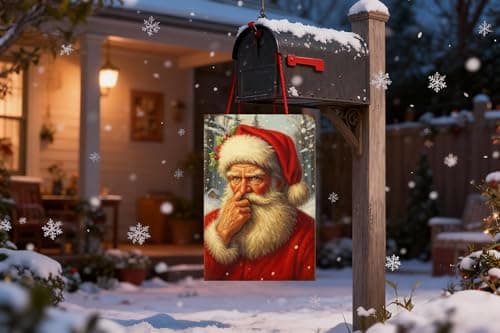 Carastora 2-pack Vintage Christmas Metal Tin Sign Set of Two, measuring 8×12in, featuring Santa Claus. Suitable for bedrooms, bathrooms, kitchens, gardens, and home decor, and holiday gift. - Thumbnail 2
