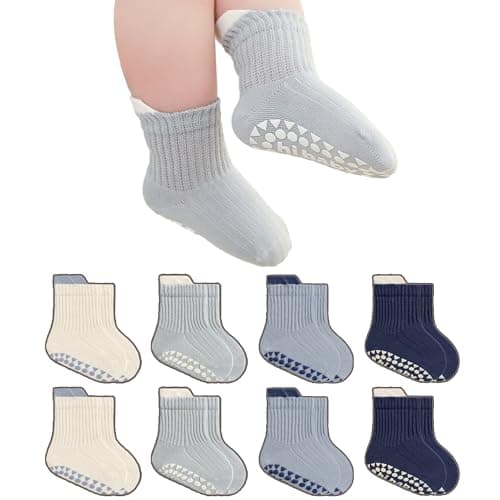 BISOUSOX Baby Boy Socks 0-6-12 Months, Toddler Socks 3T-4T-5T Grippy Non Slip Sock with Grips for Babies Newborn Infant - Image 1