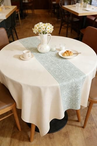 UWWGKK Round Tablecloth, Linen Tablecloths Advanced Waterproofing Technology for Dinningroom,Farmhouse - Image 1