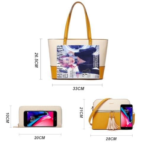 Women Fashion Handbags Wallet Tote Bag Shoulder Bag Top Handle Satchel Purse Set 4pcs - Thumbnail 5