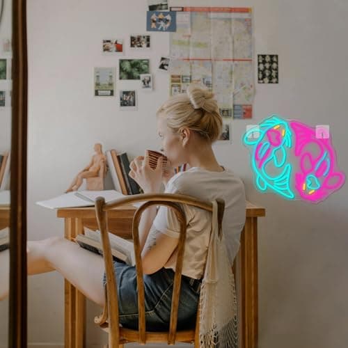 WLHOPE Koi Fish Neon Sign for Wall Decor Koi Carp Neon Light Fish Neon Signs Dimmable Neon Lights Blue Pink Fish LED Light Up Sign for Bedroom Bar Restaurant Office Fishroom Koi Pond - Thumbnail 5