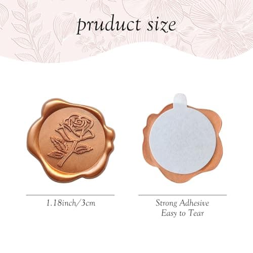 Pilloze 50 Pcs Orange Rose Style Wax Seal Stickers, Self Adhesive Wax Seal for Wedding Invitation, Easy Use Good Adhesion, Orange Rose Envelope Stickers Perfect for Invitation, Vellum Jackets, Menu - Thumbnail 2