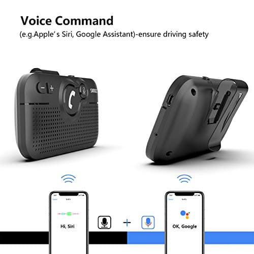 SUNITEC Handsfree Bluetooth Car Kit for Cell Phone, Wireless Bluetooth Speaker for Car, AUTO Power ON Support Siri Google Voice Assistant Hands Free Phone Speakerphone with Visor Clip-BC980SA - Thumbnail 3