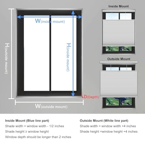 Changshade Top Down Bottom Up Blackout Cellular Shades, Cordless Honeycomb Blinds for Windows, Light Blocking & Total Privacy for Day Sleepers,White,34" W*72" H - Thumbnail 6