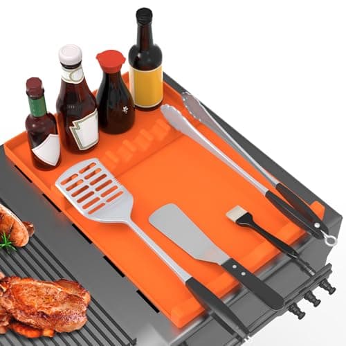 JACZZO Silicone Grill Mat for Blackstone Griddle Accessories,17x11.5 Large Silicone Spatula Mat with Drip Pad, BBQ Griddle Tools for Outdoor Grill Kitchen Counter (Orange) - Image 1