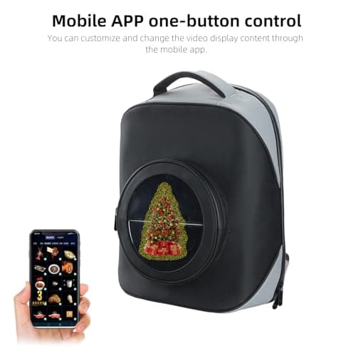 Missyou 3DHologramFan Led Backpack,16.1" 3DHologramFan Projector Advertising Commercial TVs & Displays with Cover, 700 Video Library and Remote for Business Store Signs,Bar,Casino,Christmas tree,Party - Thumbnail 4