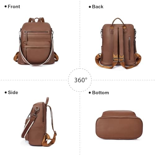 Telena Backpack Purse for Women Ladies Shoulder Fashion Bags Travel Purse Brown - Thumbnail 6