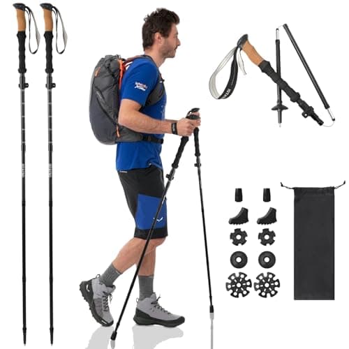 ISTATSO Portable Foldable Hiking Poles, 7075 Aluminum Adjustable Walking Sticks with Quick - Lock, Ideal for Hiking, Camping, and Mountain Trips 2pc Trekking Poles - Image 1