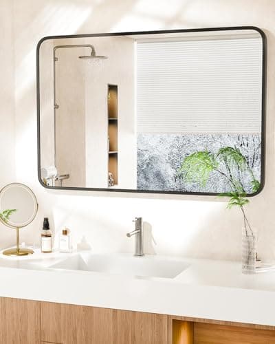 NBGV 24" x 36" Bathroom Mirror Black Bathroom Mirrors for Over Sink Modern Bathroom Vanity Mirror for Bedroom Entryway or Living, Metal Framed HD Tempered Glass Room Horizontal or Vertical - Image 1