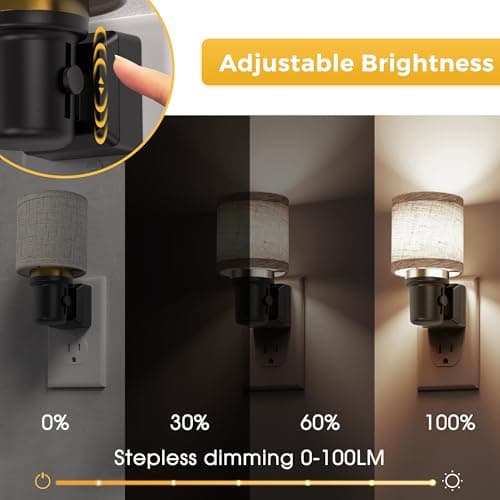 L LOHAS LED Night Lights Plug into Wall,Linen Fabric Cylinder Decor Night Light, Dusk to Dawn Sensor Vintage Nightlight, 5000K Daylight 0-100LM Dimmable, for Bedroom Living Room Hallway - Thumbnail 3