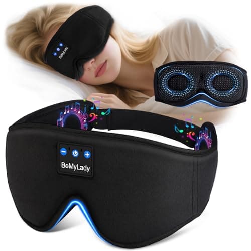 BeMyLady Sleep mask Headphones,100% Blackout 3D Zero Eye Pressure Bluetooth Sleep mask Breathable Eye mask with Bluetooth Headphones Sleep Headphones for Side Sleepers 14H Playtime&Bluetooth 5.4 Black - Image 1