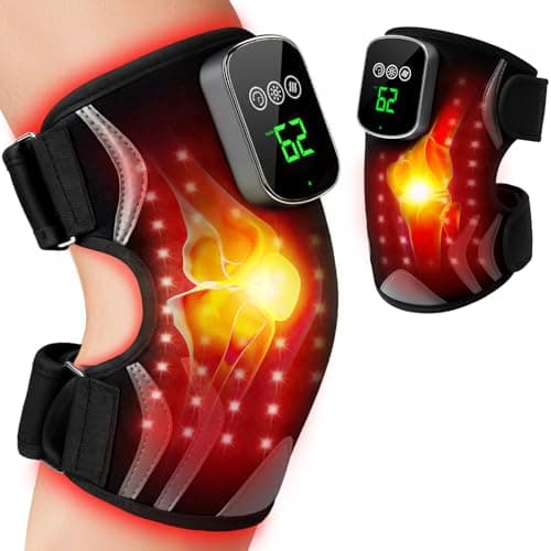 Red Light Therapy Knee Brace with Massage, 3 Vibration Knee Massager with 660nm 850nm Infrared Red Light, 5000mAh Cordless Electric Heated Knee Wrap for Knee Joint Elbow, Gift for Men Women - Image 1