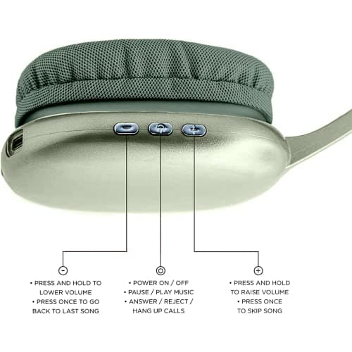 iJoy Ultra Wireless Over-Ear Bluetooth Headphones with Mic, Bluetooth Headset with Backup Wire & SD Slot, Wireless Headphones for Work, School & Gym (Green) - Thumbnail 4