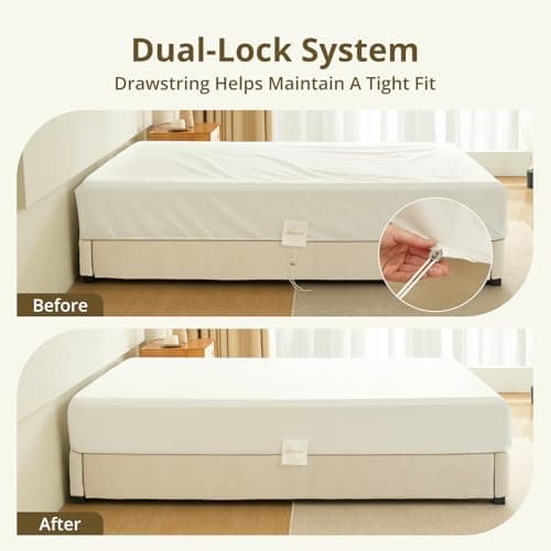 King Fitted Sheet Only Extra Deep Pocket Fits 14" to 22" Mattress, 100% Long-Staple Cotton Dual-Lock Fitted Sheet for King Bed, Luxury Soft and Comfort, 1000 Thread Count - Thumbnail 3