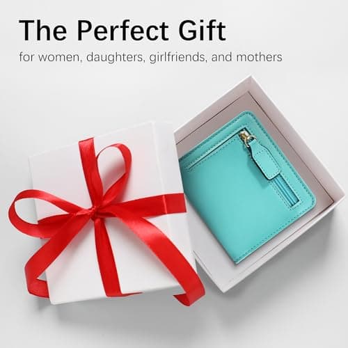 Gostwo Wallet Women, Mini Slim Wallet for Women, Compact Bifold Small Wallets Woman Rfid Blocking Card Holder, Billfolds Thin Leather Zipper, Gift for Ladies Teen Girls with ID Window, Light Blue - Thumbnail 6