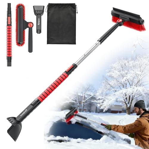 TrySpace All-Around High-Efficiency Cleaning 39 inch Extendable Snow Brush and Ice Scraper with Squeegee, Ice Scrapers for Car Windshield, Truck, SUV Snow Removal Tool, Winter Car Accessories - Image 1