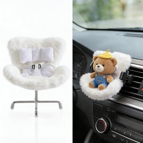 Ezcora Accessories for 10-17cm Dolls, Doll Car Seat with Clip onto Car Air Vent, Includes Seat Leg for Desktop Display (White) - Image 1