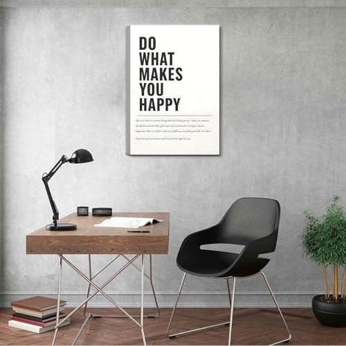 Motivational Canvas wall art Inspirational Quote Wall decoration pictures Do What Makes You Happy Positive Energy Painting posters Paints For Living Room Bedroom Office Home Decor Ready to hang - Thumbnail 4
