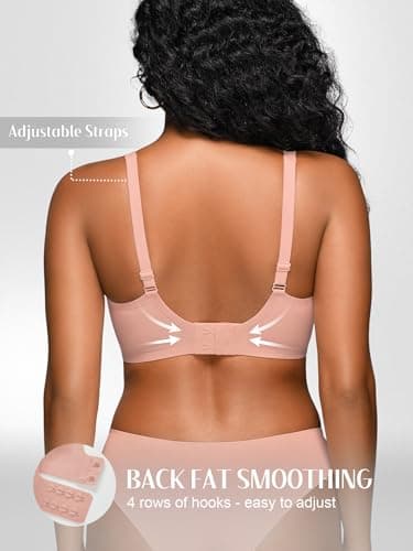 Jelly Bras for Women - S-M Wireless Deep V No Underwire Bralette with Support - Seamless Comfortable Lightly Padded T-Shirt Bra Cinnamon L - Thumbnail 4