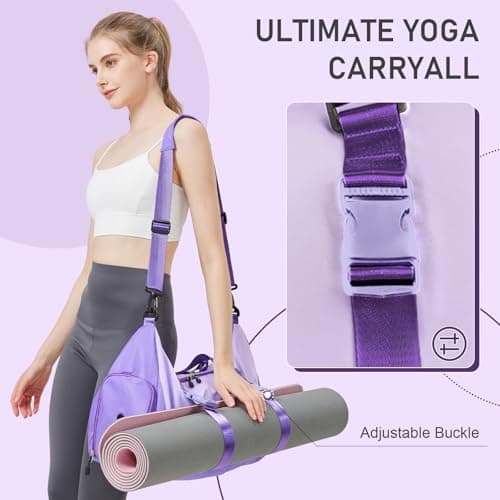 WOOMADA Gym Bag for Women with Yoga Mat Holder, Yoga Duffle Bag with Shoe Compartment, Multi-Purpose Travel, Workout, Dance, Sports Bag(Purple) - Thumbnail 2