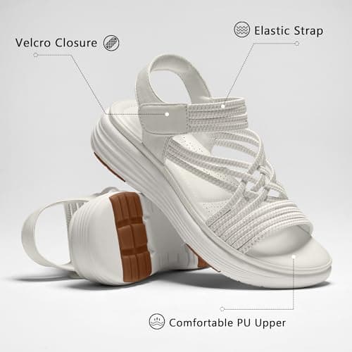 Vilanva Women's Comfortable Walking Sandals (White Size 11) - Thumbnail 6